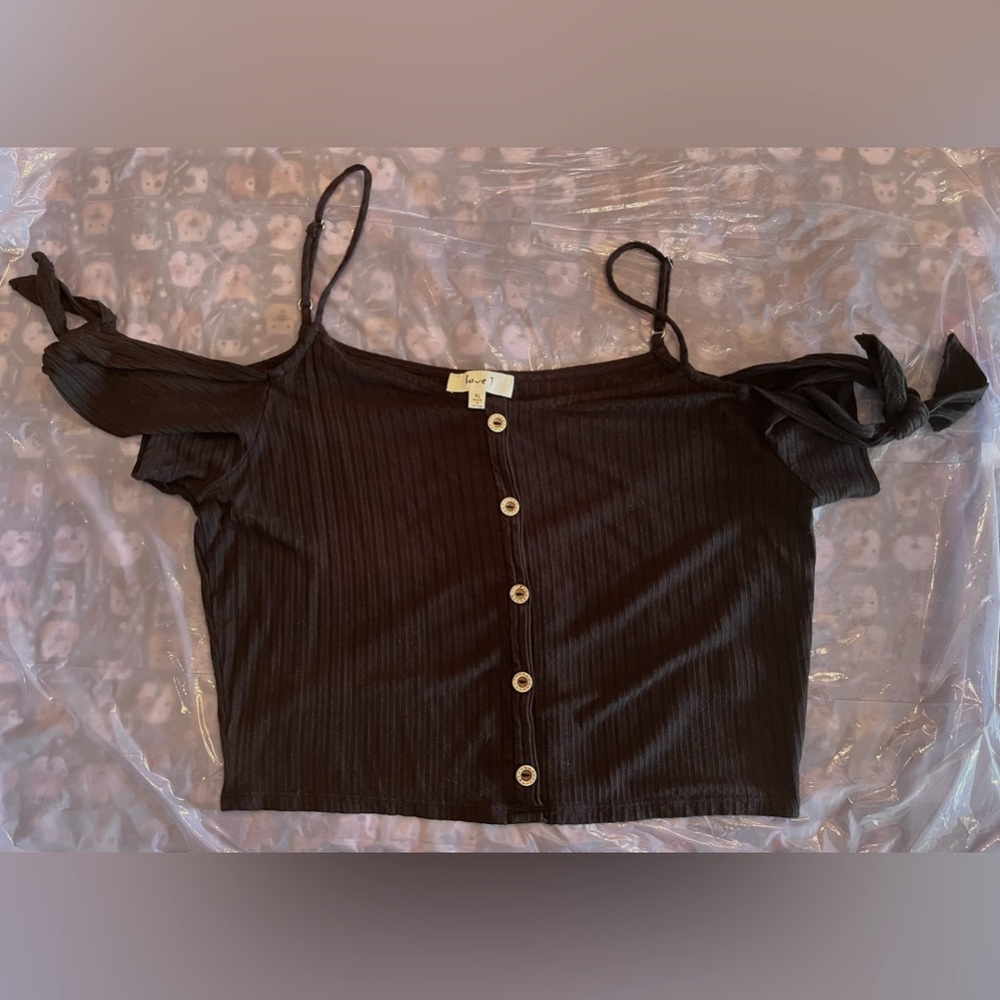 Black off shoulder crop top